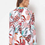 Tropical Print Single-Breasted Blazer