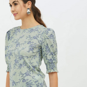 Women Round Neck Short Sleeves Printed T-Shirt