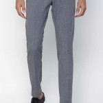 Men Slim Fit Grey Polyester Blend Trousers